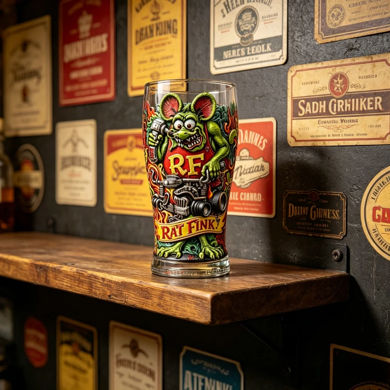 Retro Hot Rod Rat Fink Beer Mug Punk Rock Style Drinkware for Party Collection Ornaments