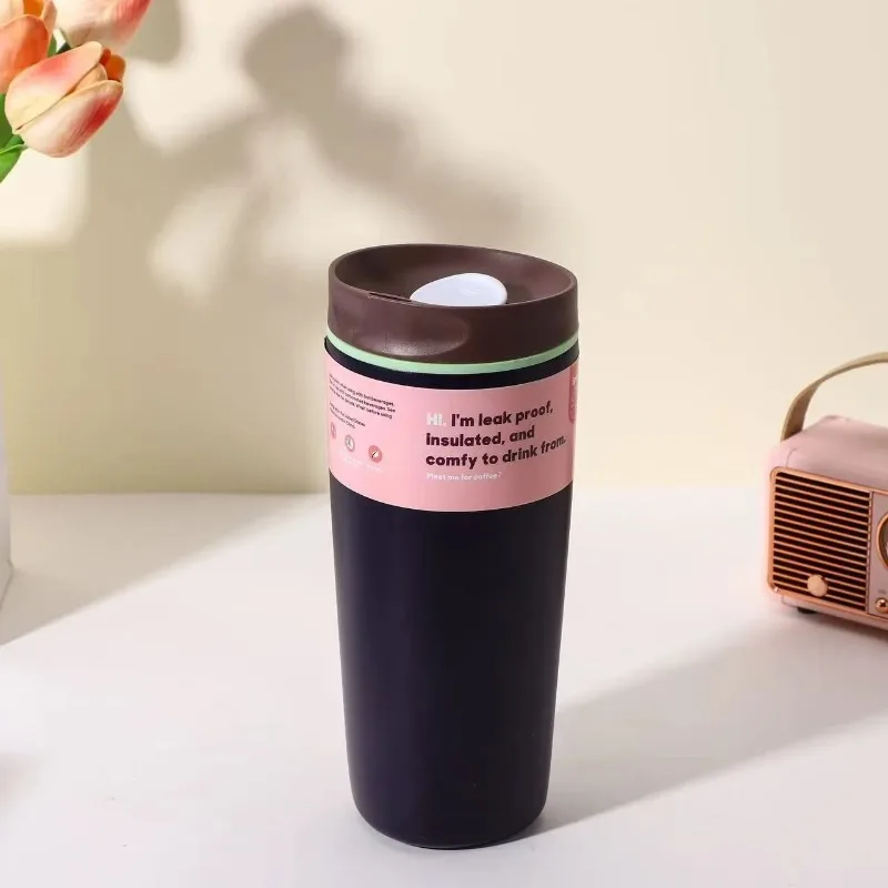 

Insulated cup, simple stainless steel coffee cup, outdoor sports portable carrying cup, 20 ounces with leak proof lid