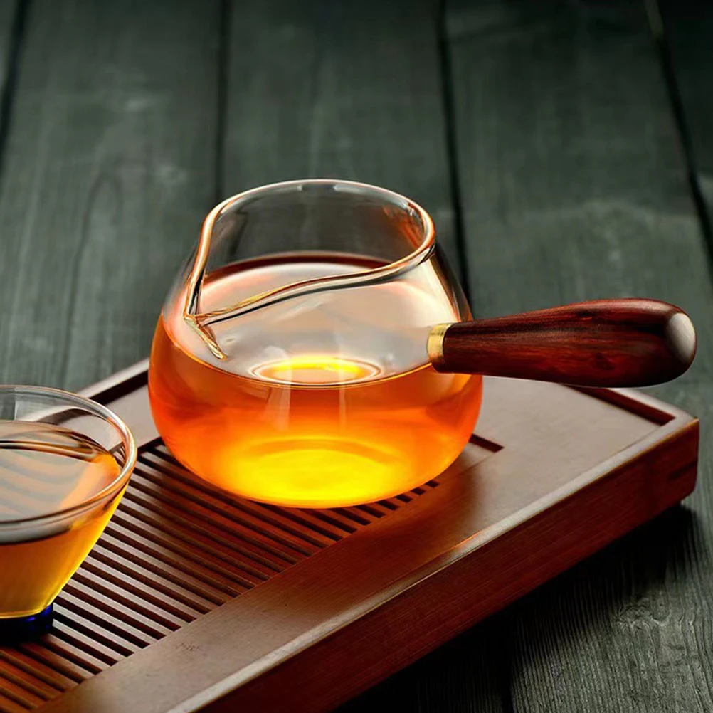 

Side Handle Teapot Glass Wood Multifunction Household Tea Kettle Practical Smooth Round Surface Exquisite Design Kitchen Bar