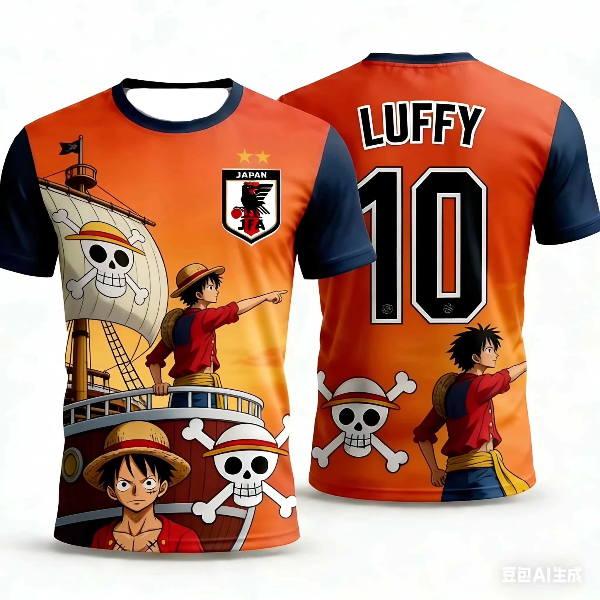 

2026 One Piece Going Merry Soccer Jersey, Luffy Nautical Print Football Uniform, Adult/Kid Sizes Available, Casual Sports Top