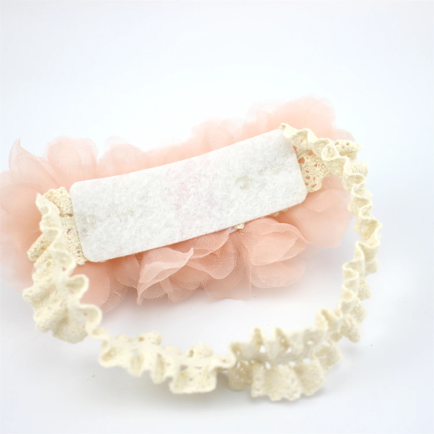 Koreanischen Stil Weiß Chiffon Blumen Stirnband Baby Mädchen Haar Zubehör Kleine Prinzessin Haar Blume Headwrap Neugeborenen Spitze Turban – Detail 3