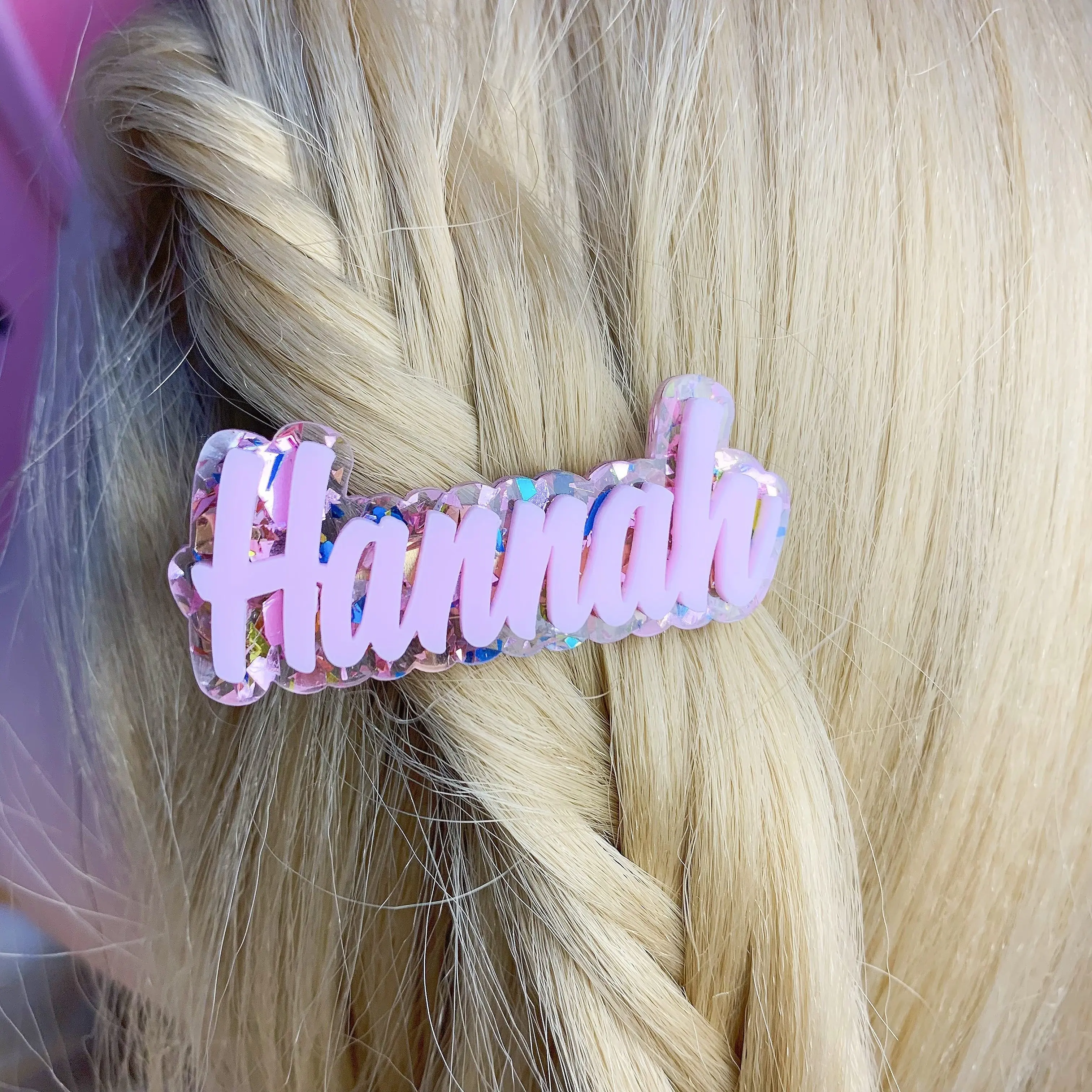Custom Hair Clip - 1PC Personalized PMMA Comfortable Color Name Laser Engraved DIY Accessory for Daily Use, Teens & Cute Gifts, image 3