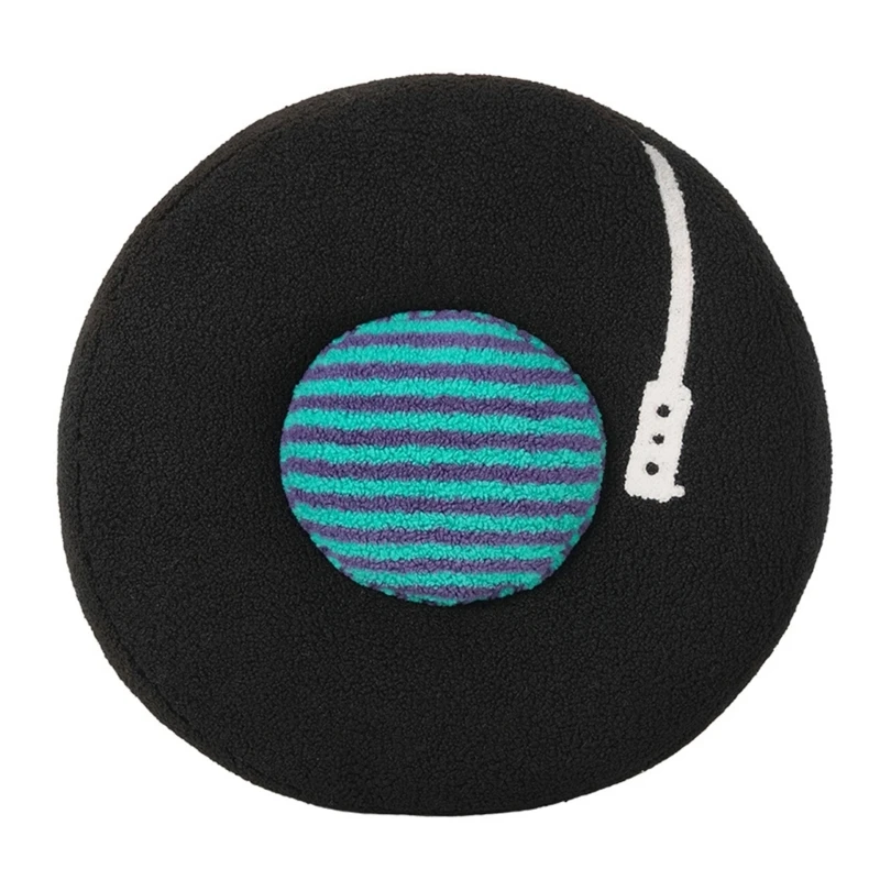 Retro Music Theme Pad Faux Furs Thick PP Cotton Filling Vinyls Record Player Cushion Floor Pillow Home Decors