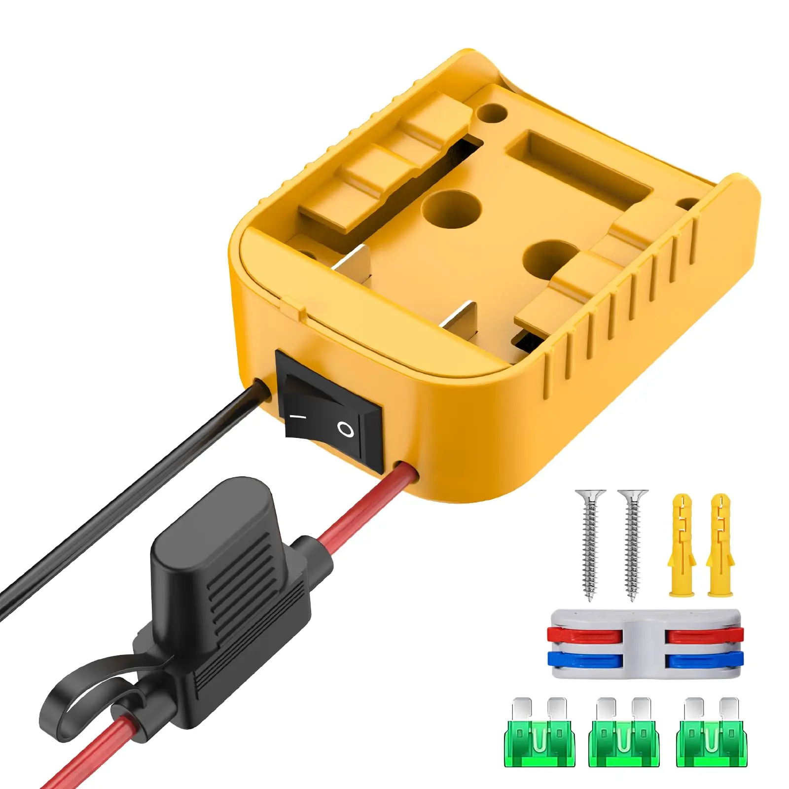 Power Wheels Adapter for Dewalt 20V Battery Adapter with Switch Fuse & Wire Terminals 12AWG Wire DIY Ride On Truck RC Car Toys