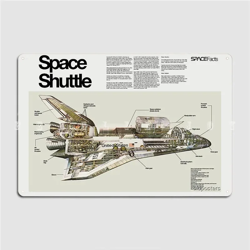 Space Shuttle Metal Plaque Poster Club Party Pub Garage Create Wall Decor Tin Sign Posters
