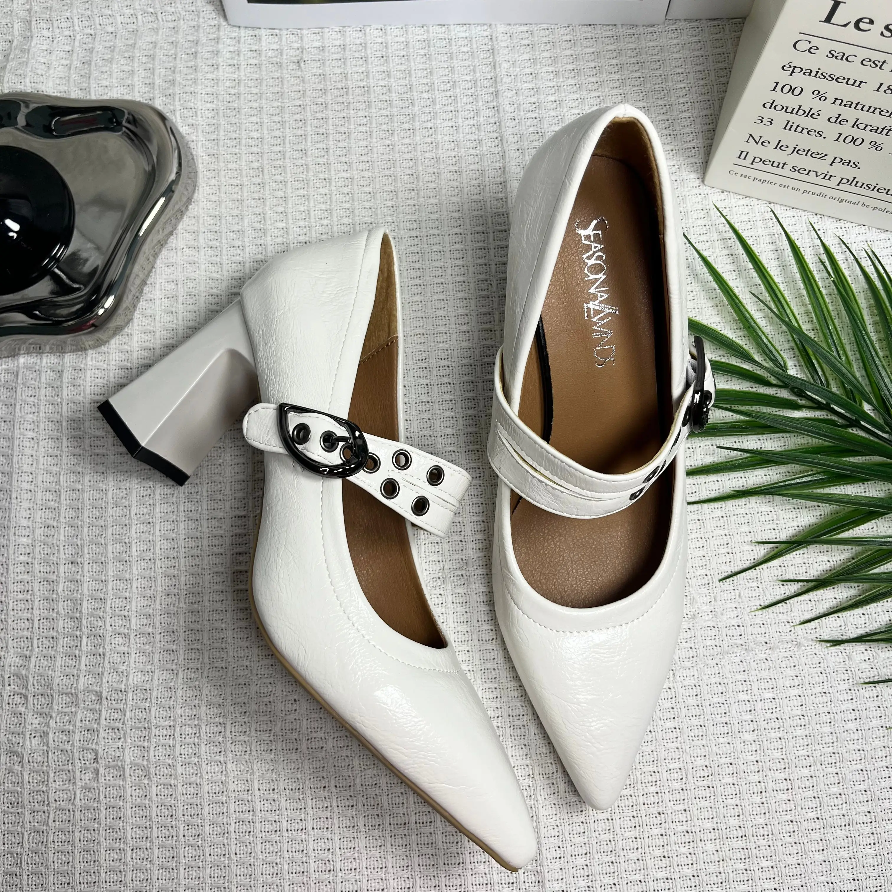 

Pointed Toe Mary Jane Shoes Women High Heels Sandals Soft Leather Chunky 2025 Sexy Dress Party Pumps Shallow Office Loafer Mujer