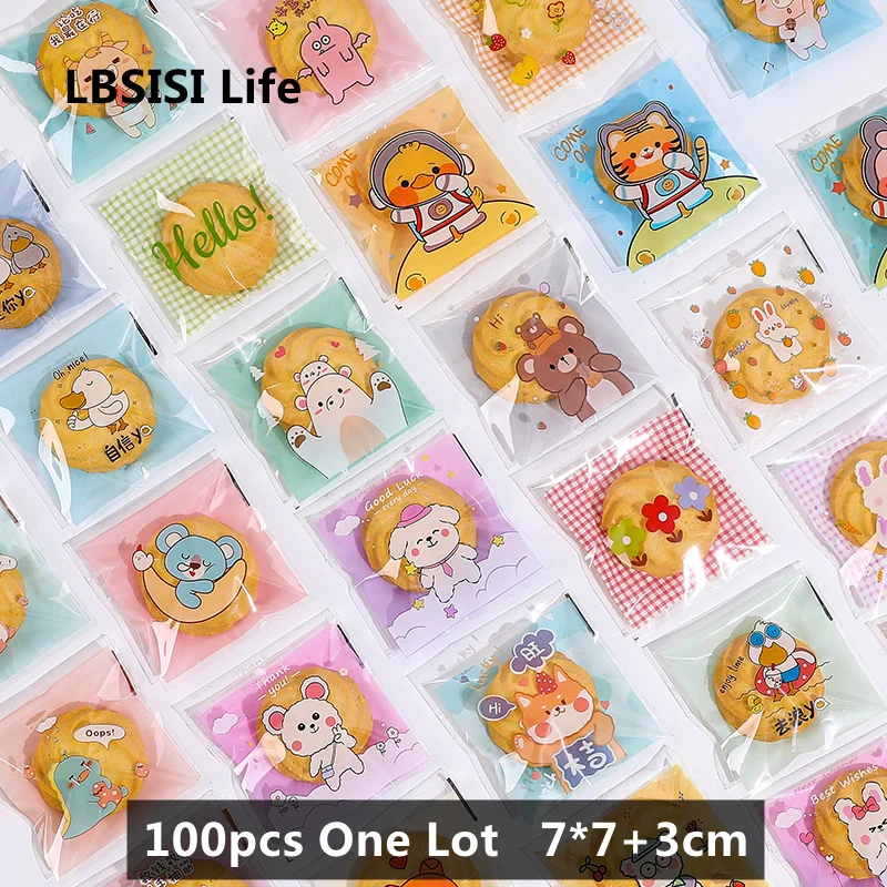 LBSISI Life,7x7+3cm Self Adhesive Bag,Nougat,Wedding Candy Cookie Packaging,OPP Jewelry Gift Poly Small Plastic Soap Bags,100pcs