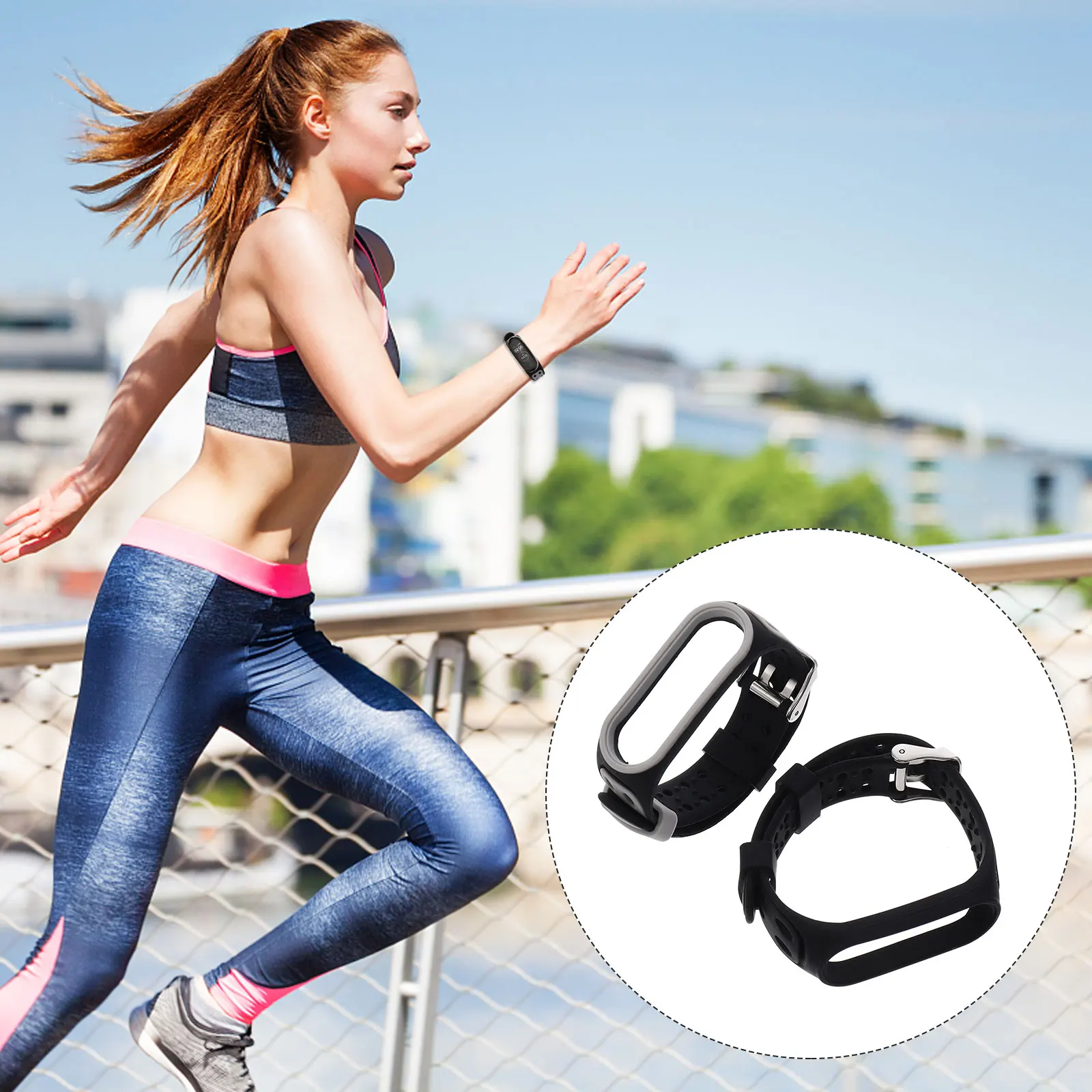 

2 Pcs Double Buckle Smart Watch Man Watches Men Silica Gel Straps Wristbands for