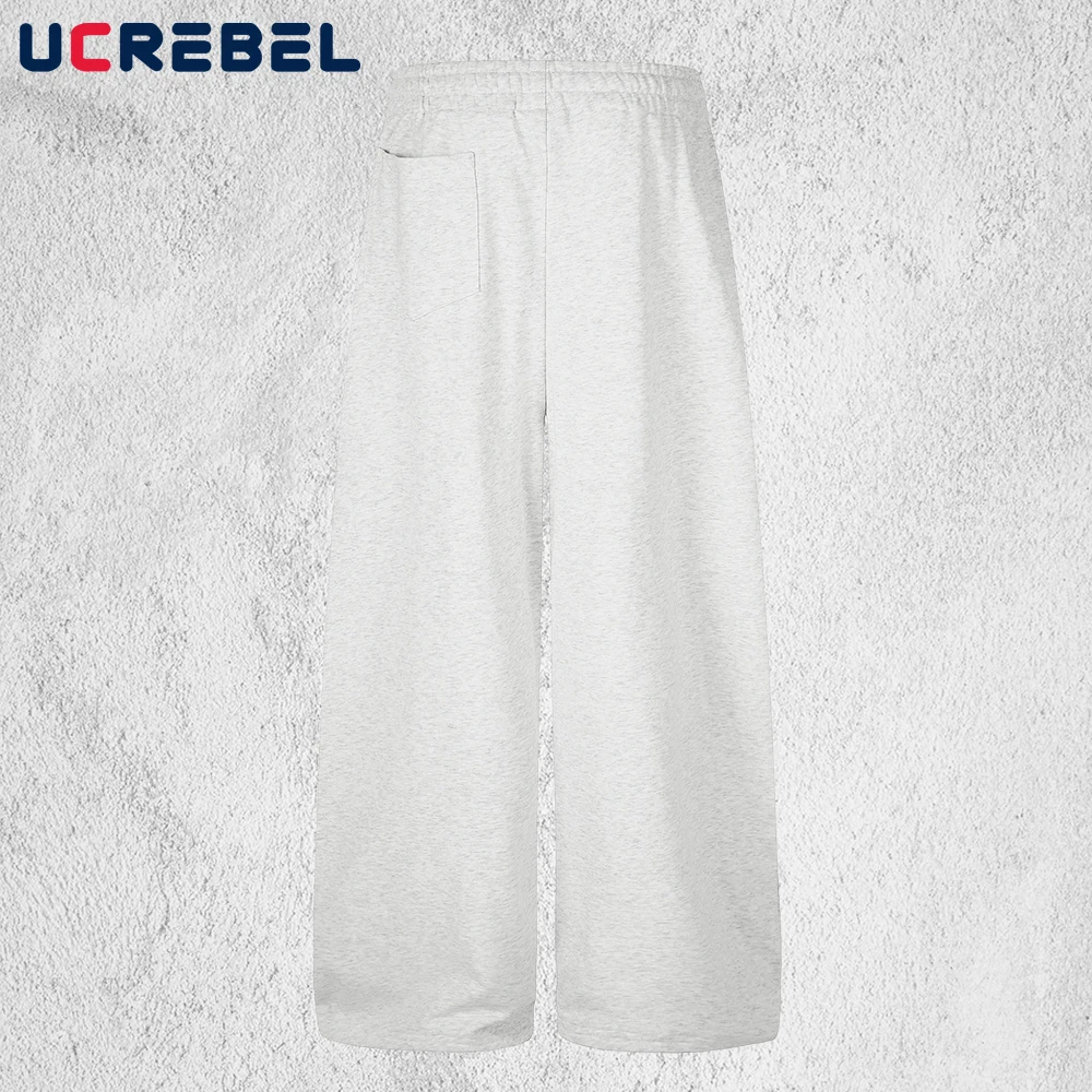 Double Breasted Sweatpants Mens Elastic Waist Casual Straight-leg Sports Trousers Man