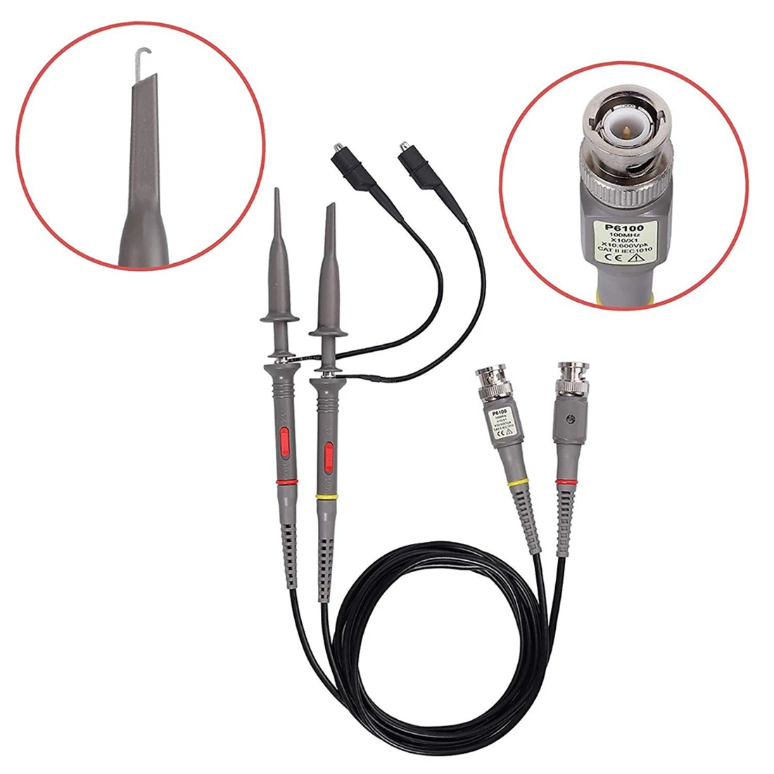 AB33-Universal Oscilloscope Probe With Accessories Kit 100Mhz Oscilloscope Clip Probes With BNC To Test Lead Kit