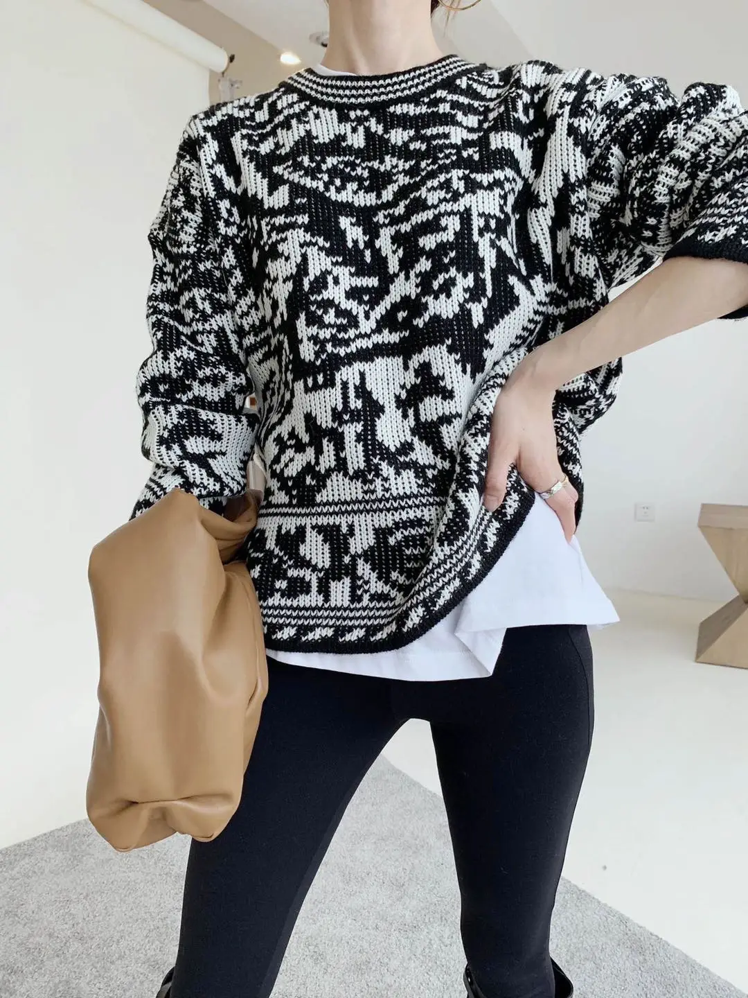 Autumn Winter New Sle Women's Knitted Sweater Warm Woolen Overhead Floral Printing 3D Emed Double Color Design Commute ...