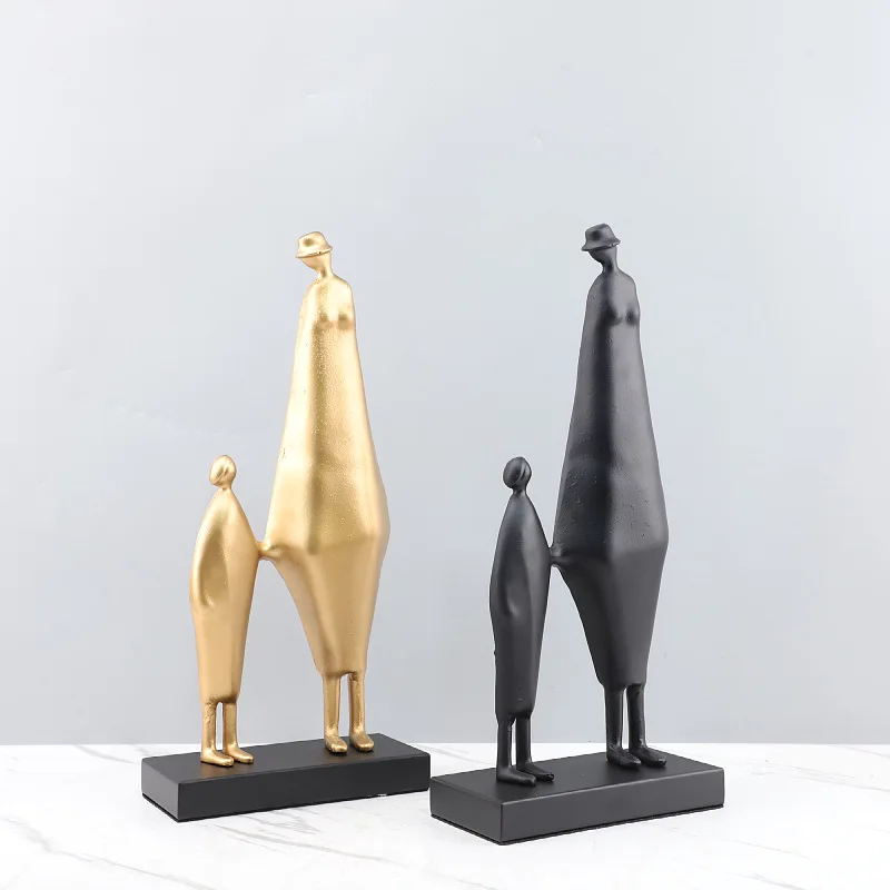 Modern Abstract Metal Hand-holding Figure Sculpture Abstract Portrait Statue, Black Figure Handicraft, Home Decoration Accessory - view 3