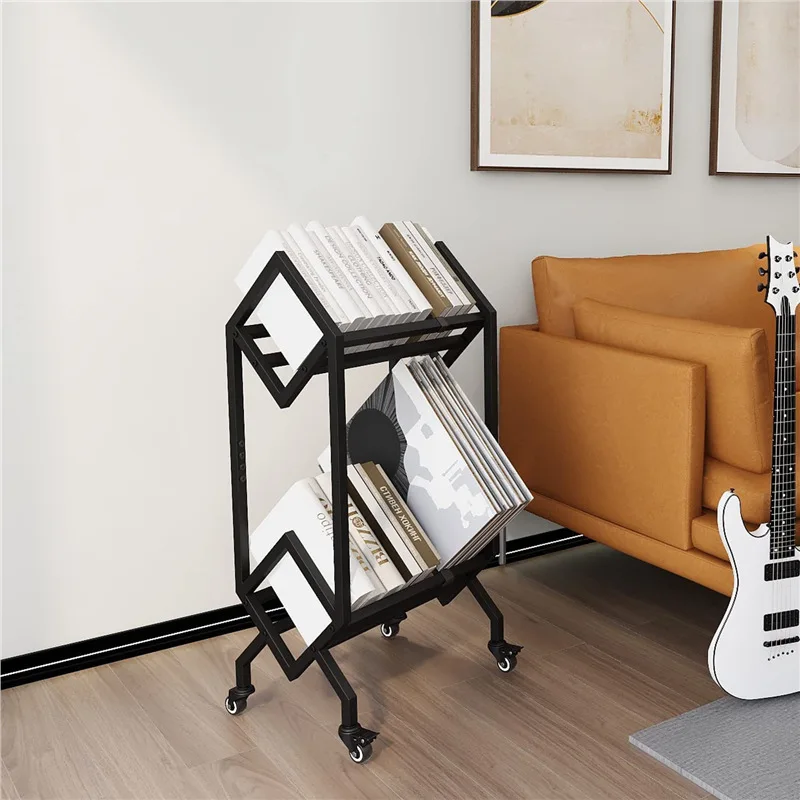 Présentoir de bureau créatif, étagère de rangement pour disques vinyles, support de rangement en métal pour CD et magazines
