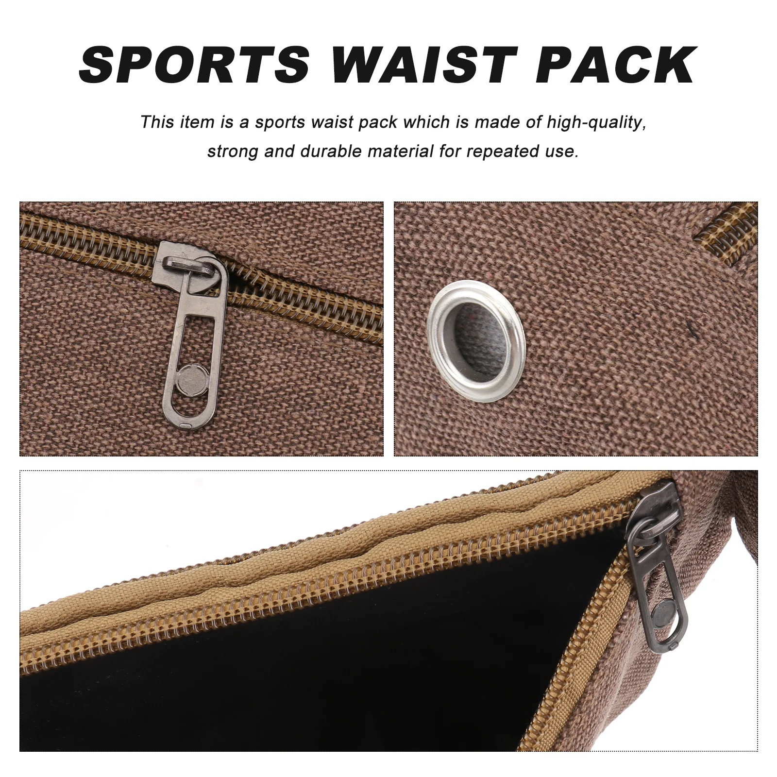 

Waterproof Sports Waist Pack Lightweight Canvas Waist Bag Adjustable Belt Hiking Running Riding Pocket for Women Men Coffee