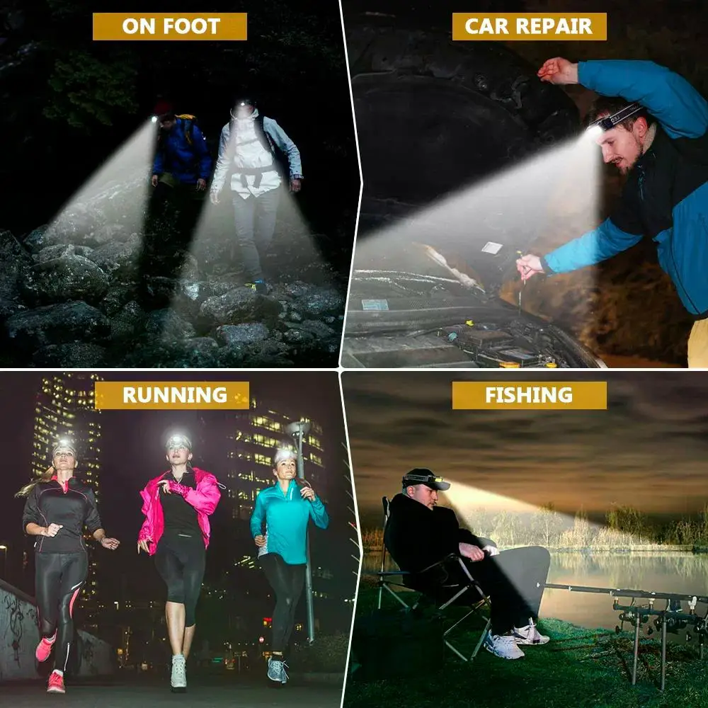 D5 Ultra Powerful COB LED Headlamp USB Type-C Rechargeable Battery Head Flashlight Torch Lantern Headlight for Fishing Camping