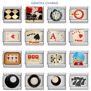 Gemosa nam thời trang poker sòng bài sòng bạc snooker quyến rũ Ý liên kết Caber 9mm trang sức bằng thép không gỉ Vòng đeo tay DIY DIY 10 Đồng hồ sòng bạc bán hàng chính - 3