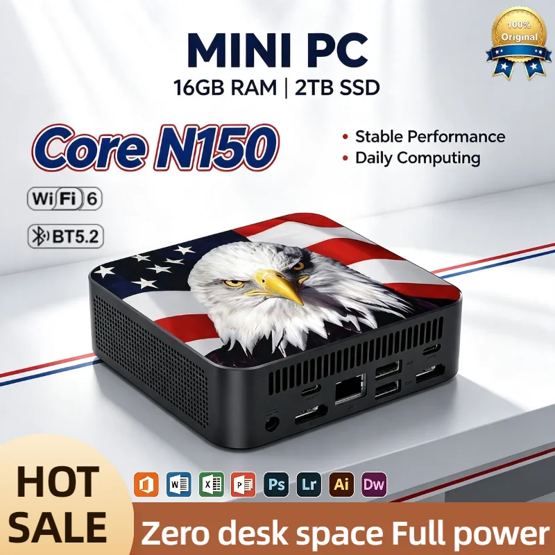 2026 Intel Core N150 Mini PC Compact 16GB DDR4 1TB 2TB SSD 4K WiFi6 BT5.2 Desktop Computer for Office Pro Max