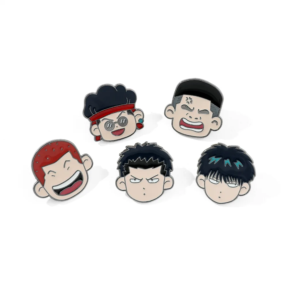 

1 Set Cartoon Q-version Cute Anime Peripheral Metal Badge Slam Dunk Master Brooch Ryukawa Maple Student Bag Accessories Trend