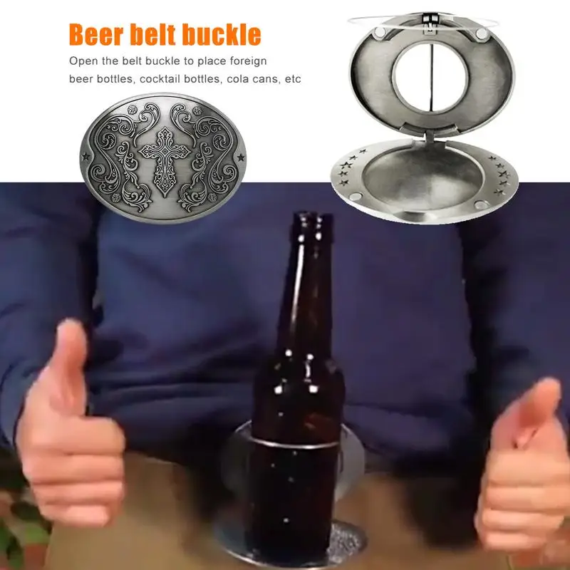 Hebilla de cinturón para exteriores, cinturón con cabeza de cerveza de Metal, hebilla de botella divertida, hebilla de cinturón de Animal multifuncional Retro para acampar, soporte para latas