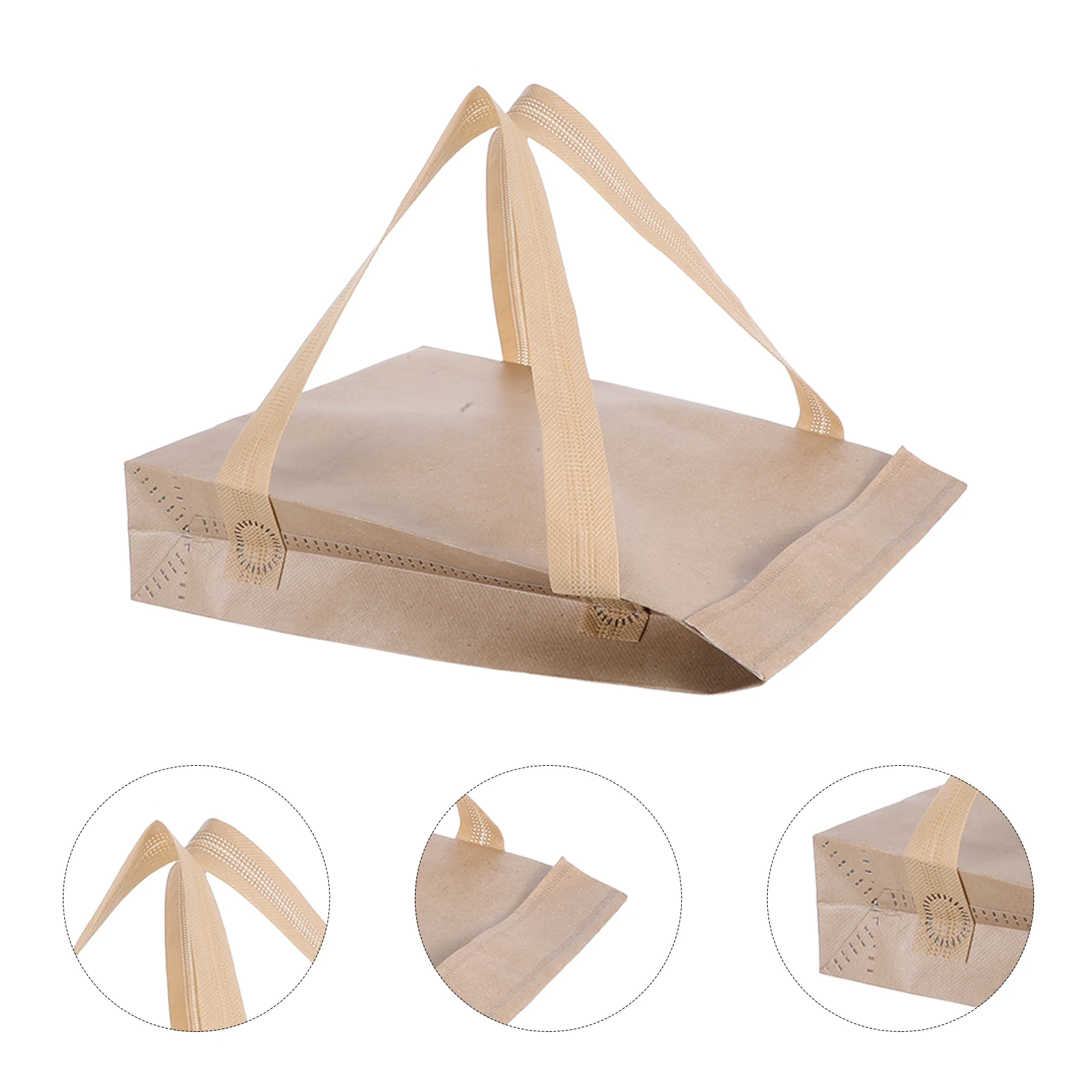 

Pizza Cooler Bag Handheld Aluminum Foil Insulation Light Brown Non-woven Fabric