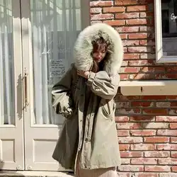 Winter Fashion Comfort Pie Overcome Fur Collar Removable Mid-length Waist Imitation Fur Coat Coat Winter Jacket Women Clothing