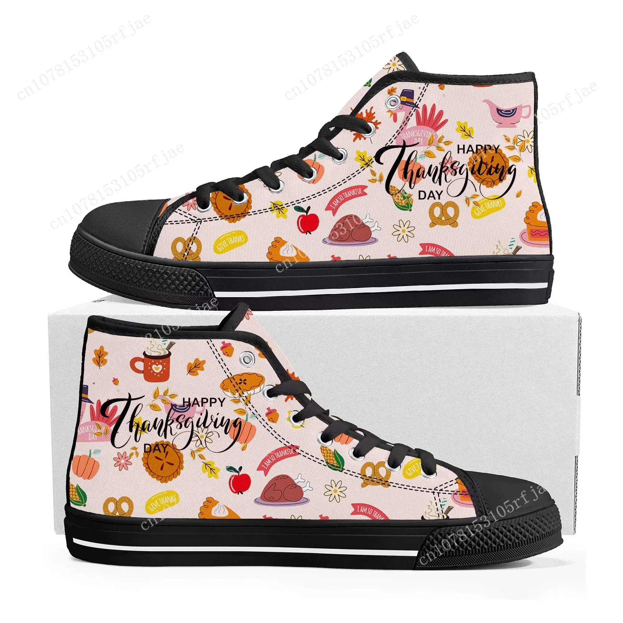 Thanksgiving Day Festival High Top Sneakers Mens Womens Teenager Fashion High Quality Canvas Sneaker Custom Built Couple Shoes