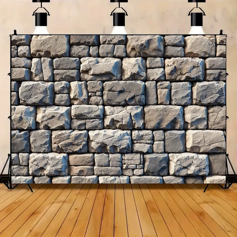 1PC, rough stone wall texture banner, photography studio background, suitable for outdoor celebrations and festivals - Image 2