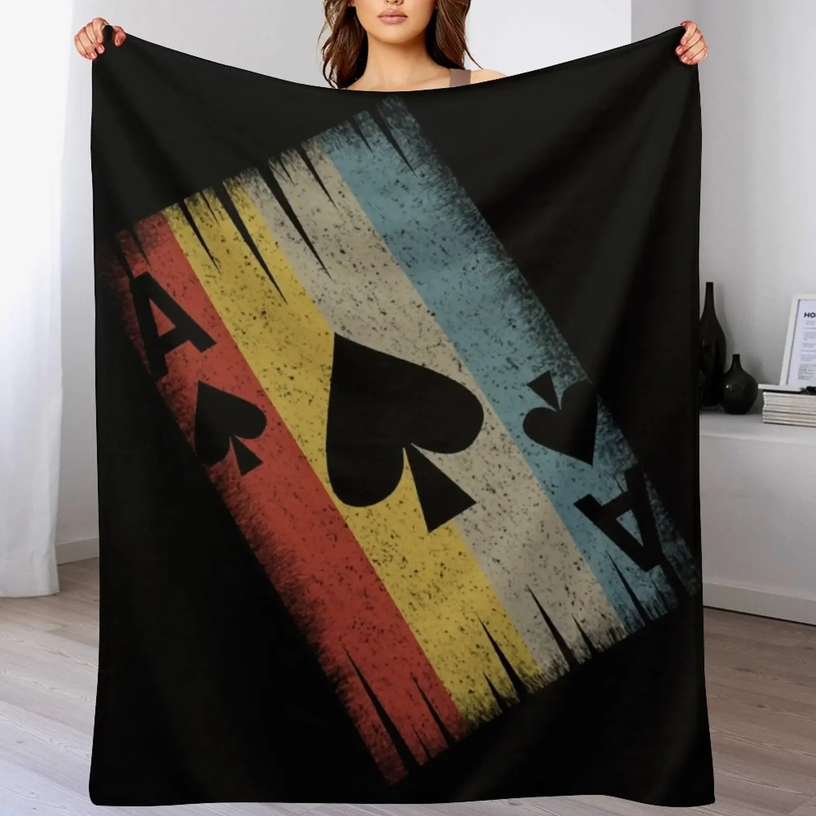 Ace of Spades Throw Blanket Anti Shedding Soft Fuzzy Blanket for Home