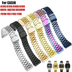 18mm Suitable for Casio strap A158/A159/A168/A169/B650/AQ230/AE500W/F9IW/F84/F105/F108 Stainless Steel Strap