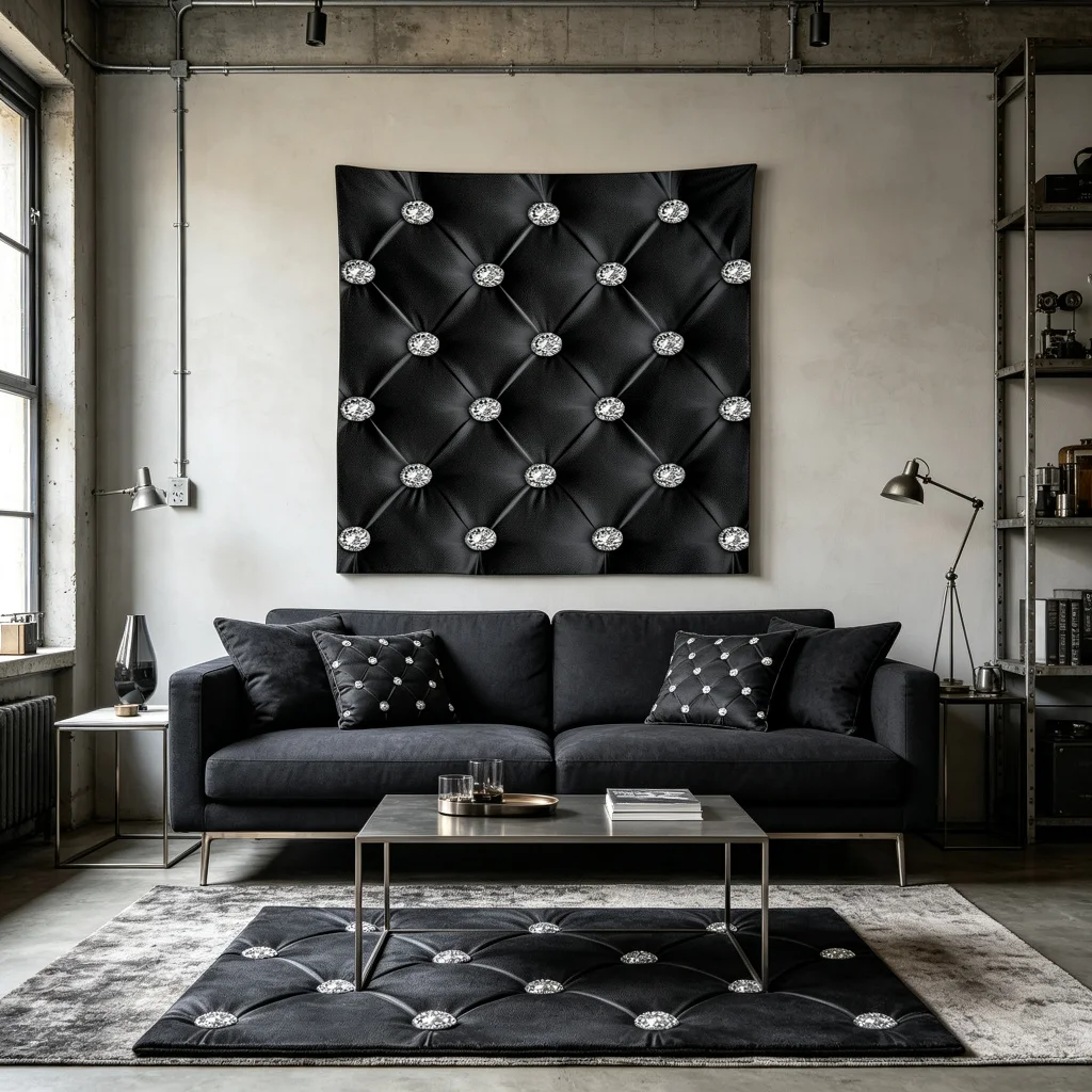 1PC Black Leather Art Print Backdrop Banner, Bedroom Living Room Photo Background, Polyester, Home Decor, Wall Art