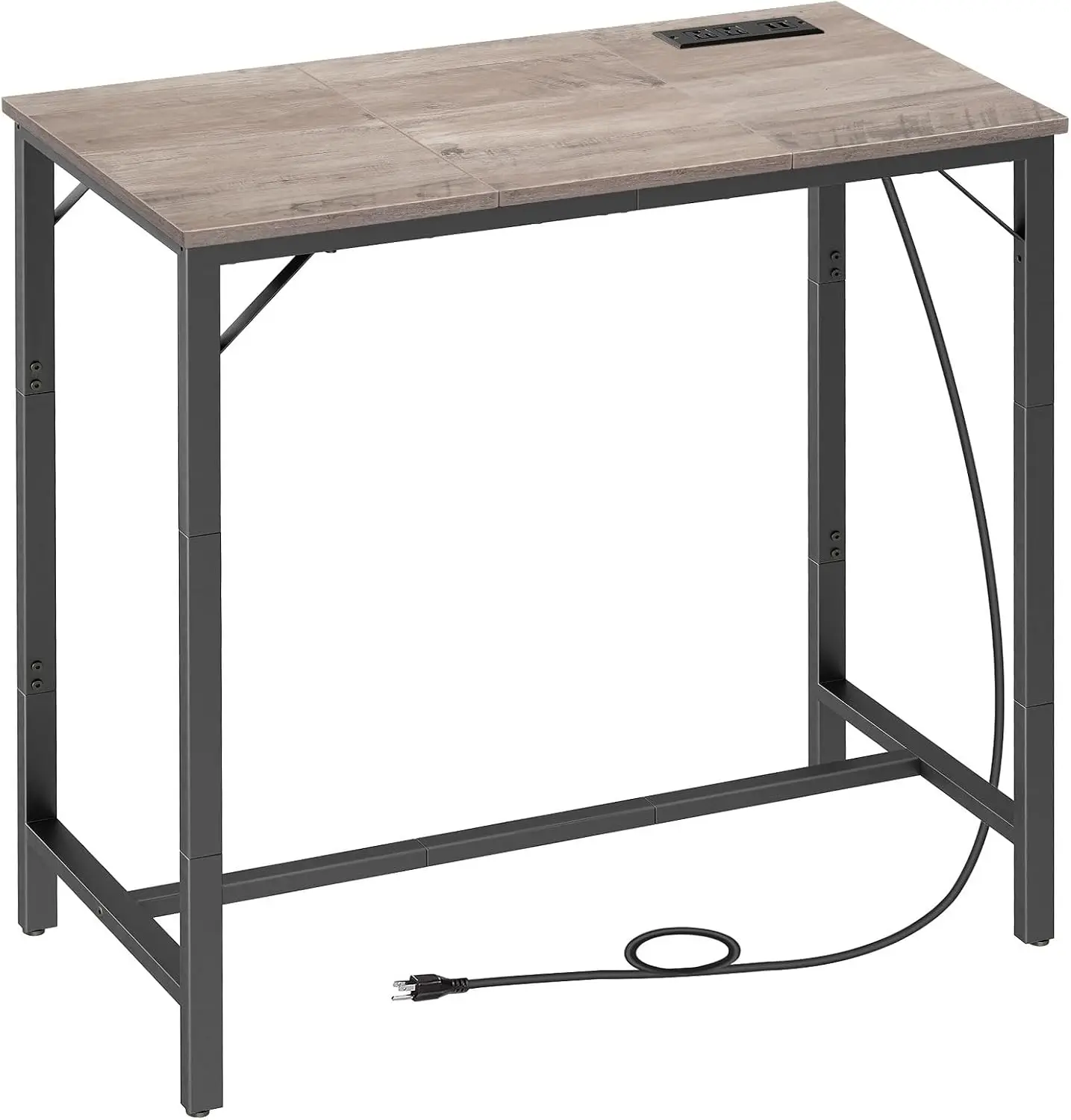 Bar Table with Charging Station, Rectangular Pub, High Top Coffee, Counter Height, Narrow Long Dining, 35.4