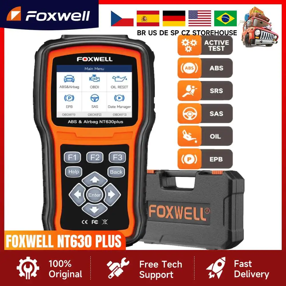 Foxwell NT630 Plus OBD2 Automotive Scanner OBD 2 ABS Airbag SRS SAS Crash Data Reset Auto ODB2 Car Diagnostic Tools OBD Scanner