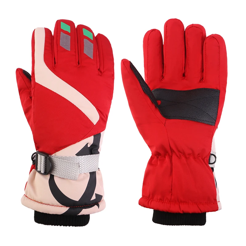 New Women's Waterproof Waterproof Two-tone Ski Gloves Snow Thicker Ski Gloves Motorcycle Cycling Fleece Warm Riding Gloves