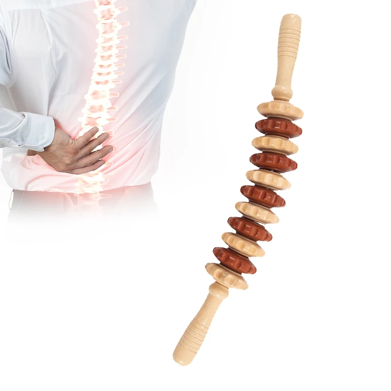 

Lotus Wood Handheld Roller Waist Shoulder And Neck Massager Home Full Body Meridian Massage Fitness Portable Pain Relief 1 Pcs