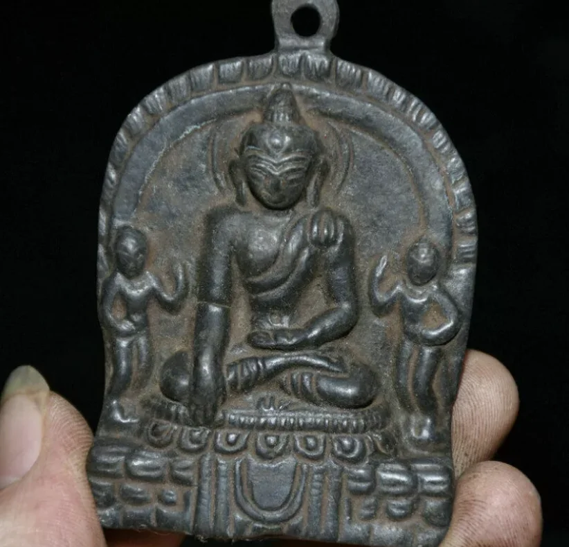 8cm Tibet Buddhism Temple Bronze Amitabha Buddha Statue Shrines Hangings