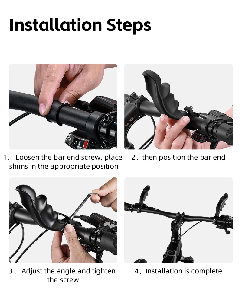 WEST BIKING Mountainbike Lenkerendstücke Ergonomische Stoßdämpfende Rutschfeste Aluminium-Lenkererweiterung Langstrecken-Lenkerzubehör – Detail 11