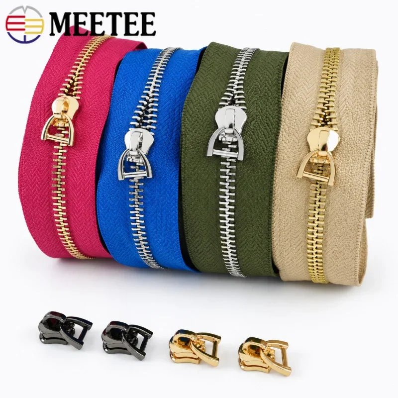 1-3Y 5# Continuous Metal Zipper Tapes with Zip Sliders Garment Closure Zips Pocket Replace Zippers Repair Kits DIY Accessories