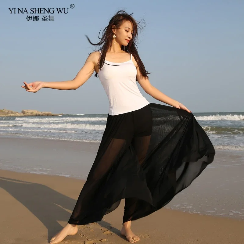 Costume d'entraînement de danse du ventre pour femmes, Costume Modal 2 pièces (haut pantalon/pantalon), vêtements de danse orientale pour filles, pantalons amples noirs, nouveau