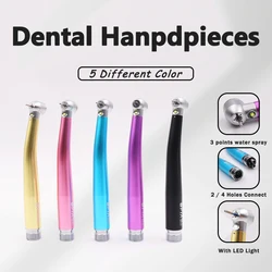 Brightly Rainbow LED Light High Speed Dental Air Turbine Handpiece 3 Water Spray Ceramic Bearing Rotor Lighting Push Button Tool