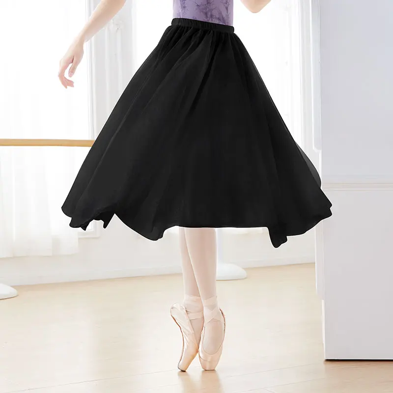 Ballet Rok 4 Lagen Lange Dans Rok Vrouw Zachte Mesh Ballet Dans Rok Prestaties Rok Voor Volwassenen