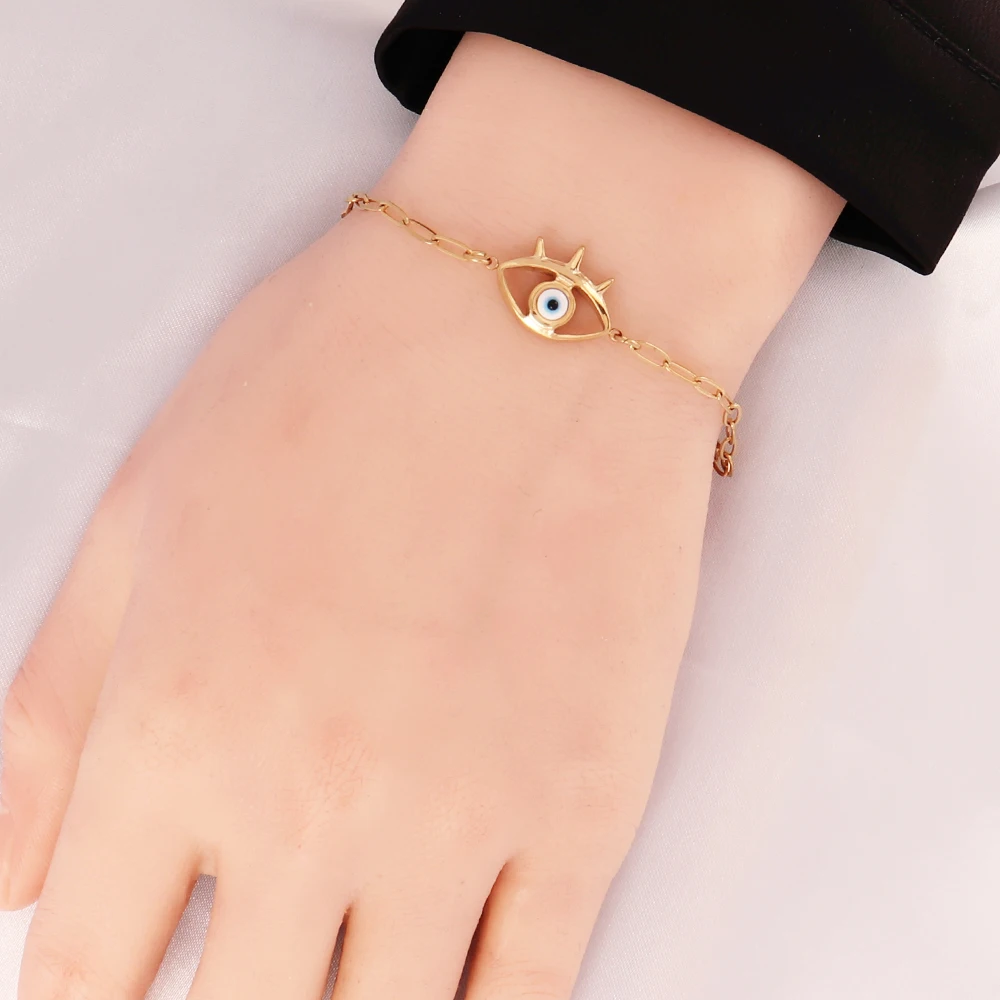 316L Stainless Steel Evil Eyes Chain Bracelet For Women Fashion Girls Wrist Chain Wrist Jewelry Party Holiday Gifts Accessories
