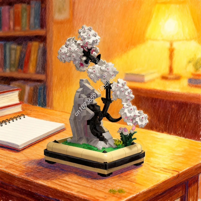 

524pcs MOC Botanicals Sakura Black Bonsai A Rock Model Building Blocks Construction Christmas Gifts DIY Toy Idea Education Brick