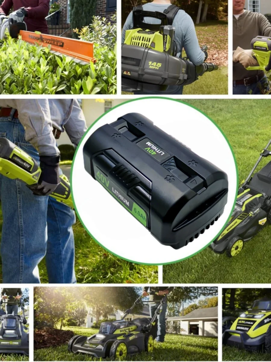 بطارية بديلة ليثيوم أيون 40 فولت OP4050 6000 مللي أمبير في الساعة لسلسلة Ryobi OP4060 جزازات العشب أيضًا