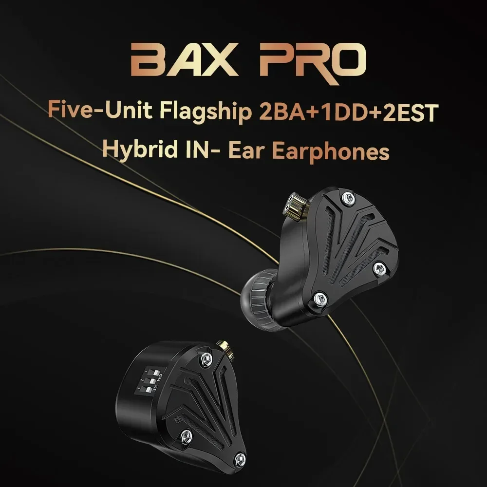 TRN BAX Pro Flagship 2BA+1DD+2EST Wired In Ear HIFI IEMs Earphones Metal DJ Running Sport Monitor Headphones with Tuning Switch