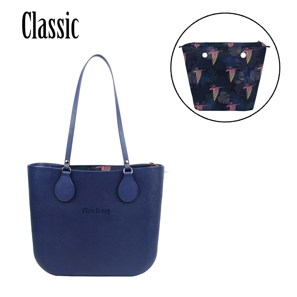 

2021 New AMbag Obag O Bag Style Waterproof Classic Big EVA with Colorful Zip-up Inner Long PU Leather Handles Women DIY Handbag