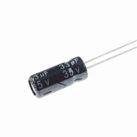 20pcs 33 미크로포맷 35V 33MFD 35Volt 5*11mm 알루미늄 전해 콘덴서 방사형 33mf35v 33uf35v 35v33mf 35v33uf