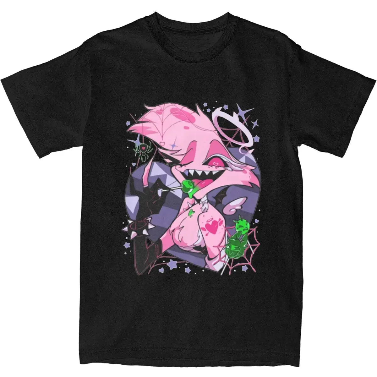 Hazbined-Hotels  Angel Dusts Tricks And Treats T Shirt Cotton Novelty T-Shirts Round Collar Tees Short Sleeve Tops 4XL 5XL 6XL