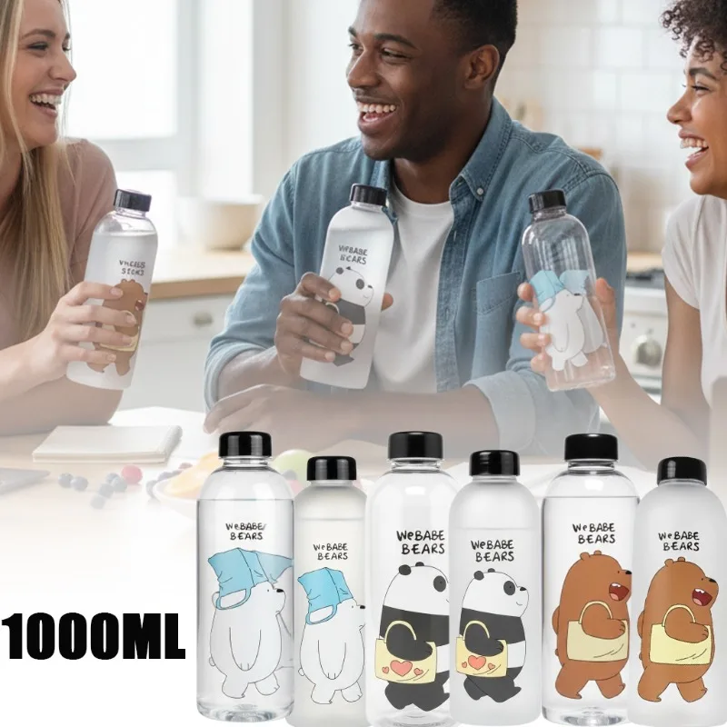 1-8PCS 1000ml Protein Shaker Bottle Panda Design with Straw Leak Proof for Gym Workouts Sports and Mixing Nutritional Drinks