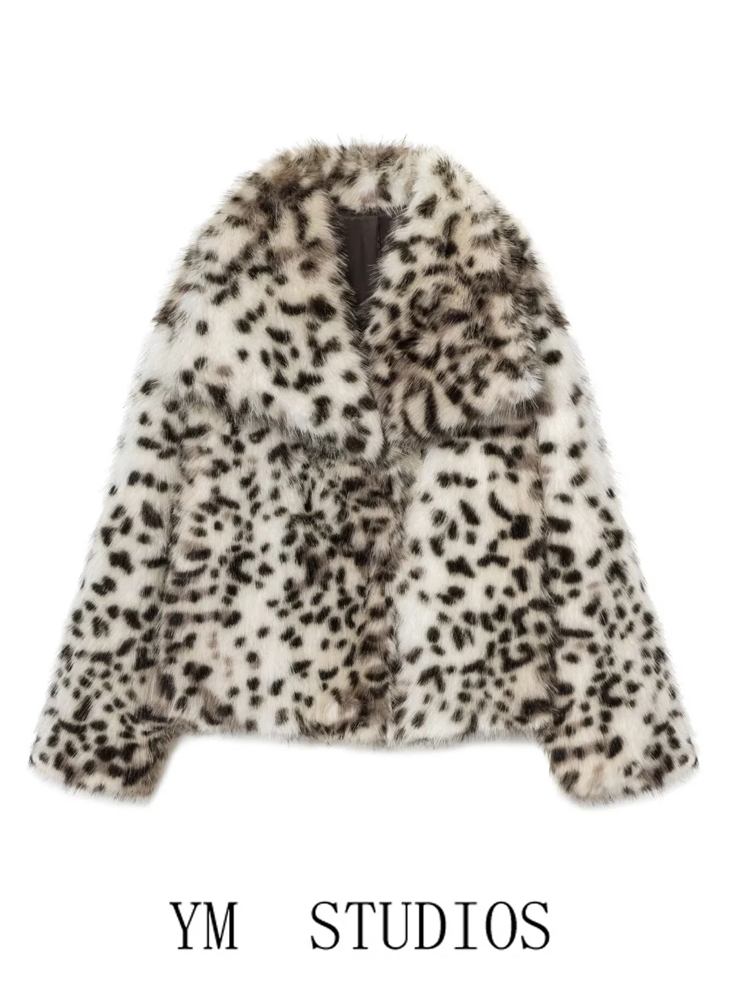 

Женское пальто из искусственного меха с леопардовым принтом, теплое, повседневное, свободного кроя, с длинными рукавами, на пуговицах, без капюшона