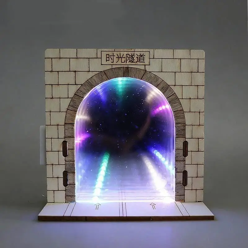 DIY Portable Abyss Mirror Time Tunnel Lamp Color Glowing Visual Calming Fidget Light for Travel Desk Decor
